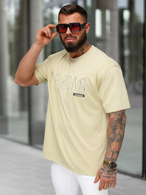 Tricou bărbați bej OZONEE O/QQ1185