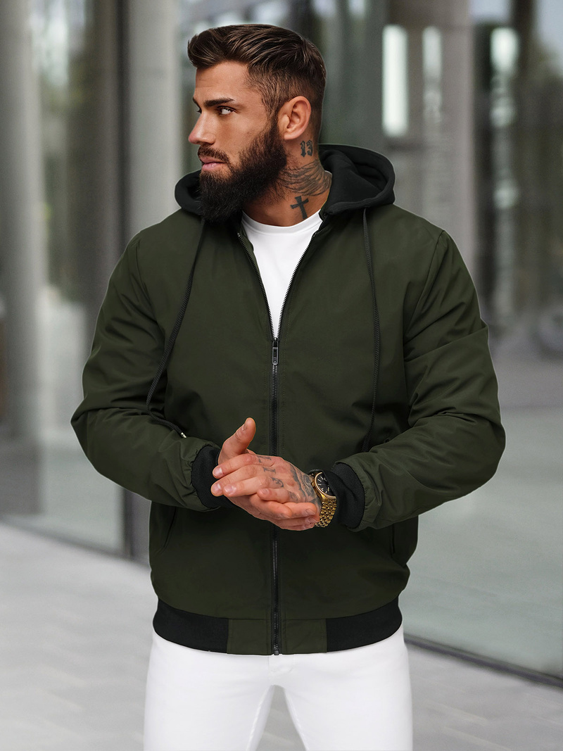 Jachetă de primăvară bărbați kaki OZONEE JS/62M9502/372