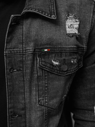 Jachetă de blugi bărbați neagră OZONEE NB/MJ515N