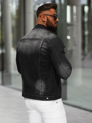 Jachetă de blugi bărbați neagră OZONEE NB/MJ512N