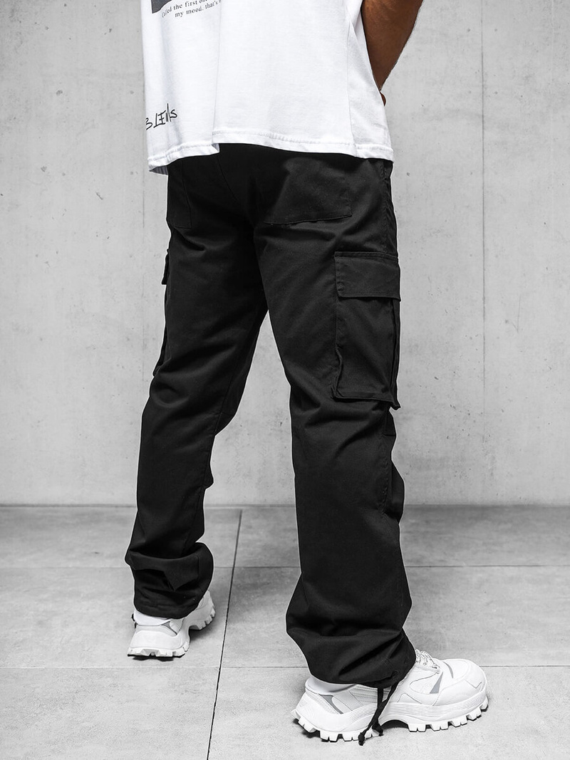 Pantaloni cargo relaxed bărbaţi negri OZONEE O/G3179Z