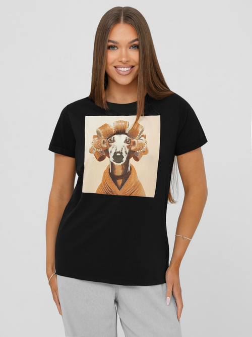 Tricou femei negru-bej OZONEE JS/YJ77726