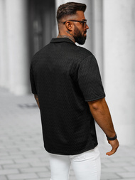 Cămașă cu mâneca scurtă bărbați neagră OZONEE O/3C319