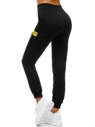 Pantaloni de training femei negri-galben OZONEE O/82320