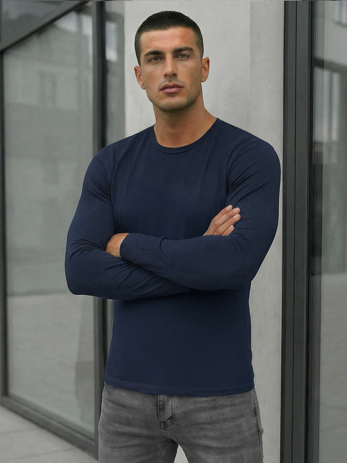 Tricou cu mânecă lungă bărbați albastru marin OZONEE JS/DB71/5