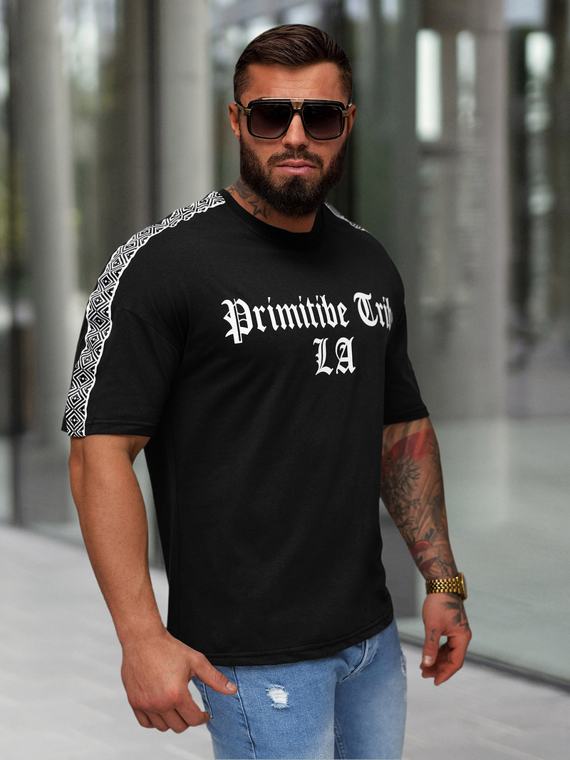 Tricou bărbați negri OZONEE JS/8B1380/3