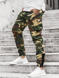 Pantaloni jogger bărbați verde-camuflaj OZONEE A/705