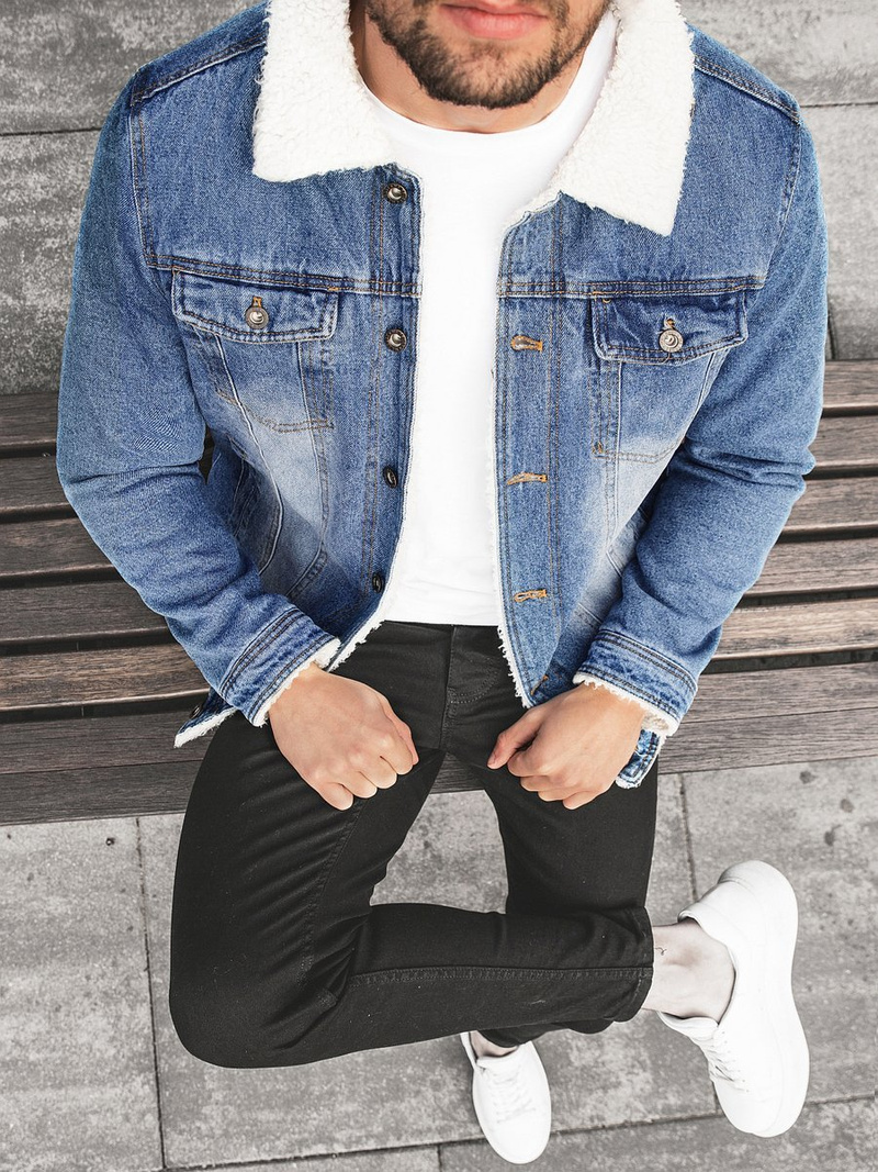 Jachetă de blugi bărbați albastră OZONEE JB/JP1153Z