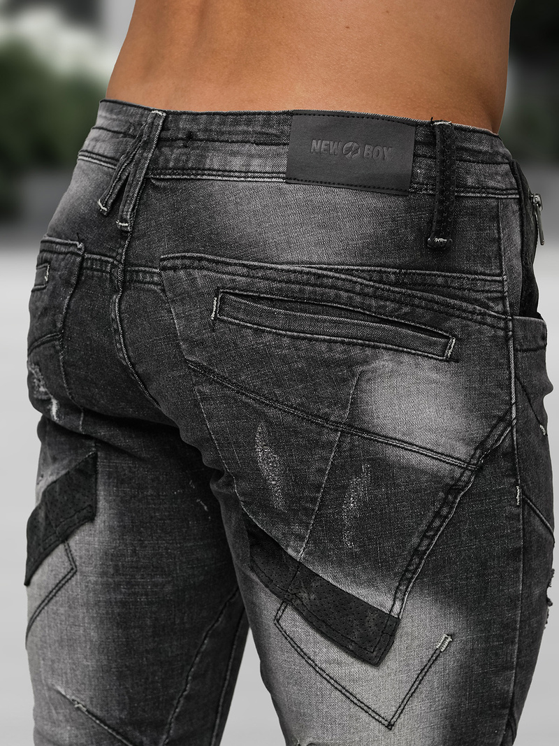 Blugi bărbaţi negri OZONEE NB/MP0045NZ