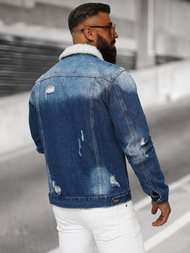 Jachetă de blugi bărbați sherpa albastră OZONEE NB/MJ502BZ