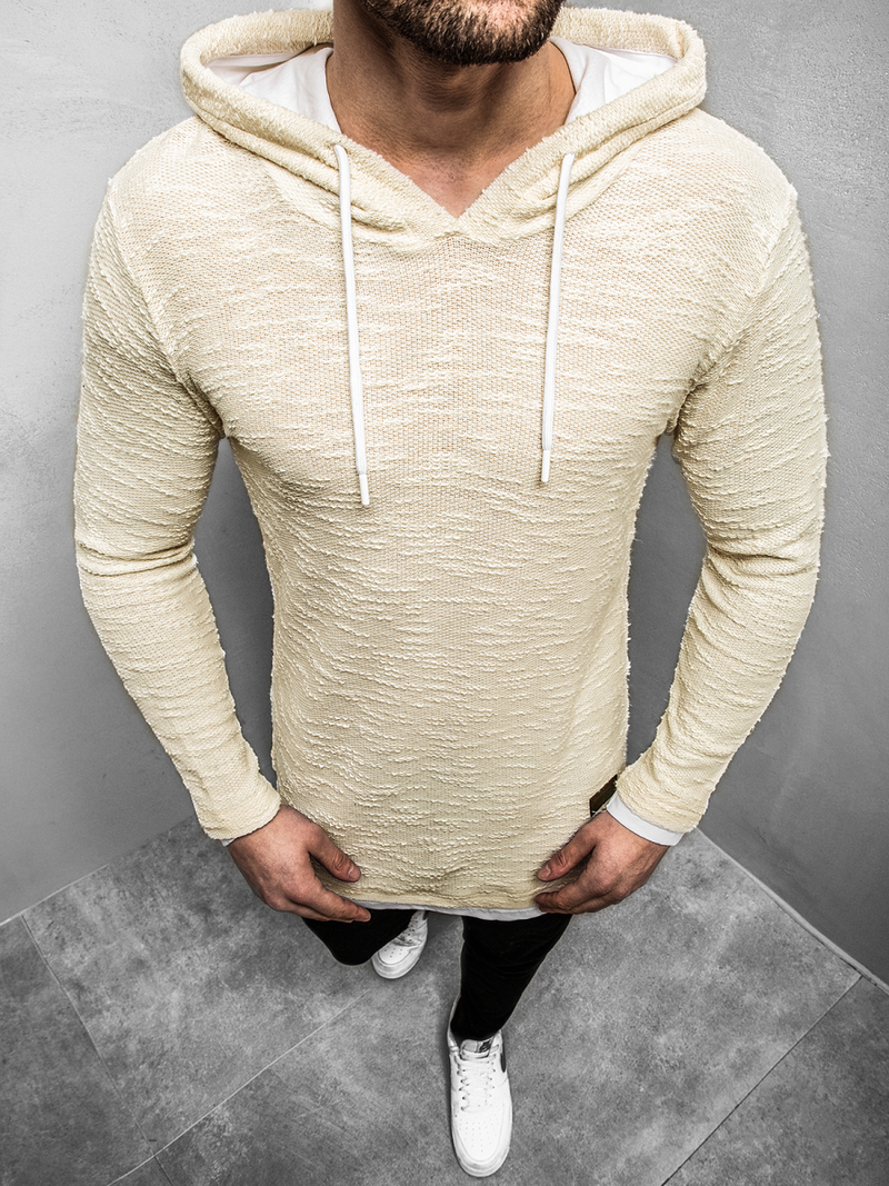 Hanorac bărbați cu glugă bej OZONEE O/1252Z