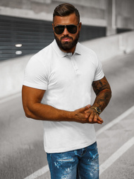 Tricou polo bărbați albă OZONEE JS/8T80/1Z