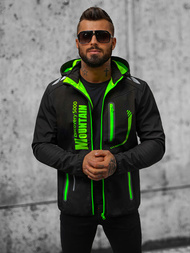 Jachetă softshell bărbați neagră-verde OZONEE JS/HH026/1AZ