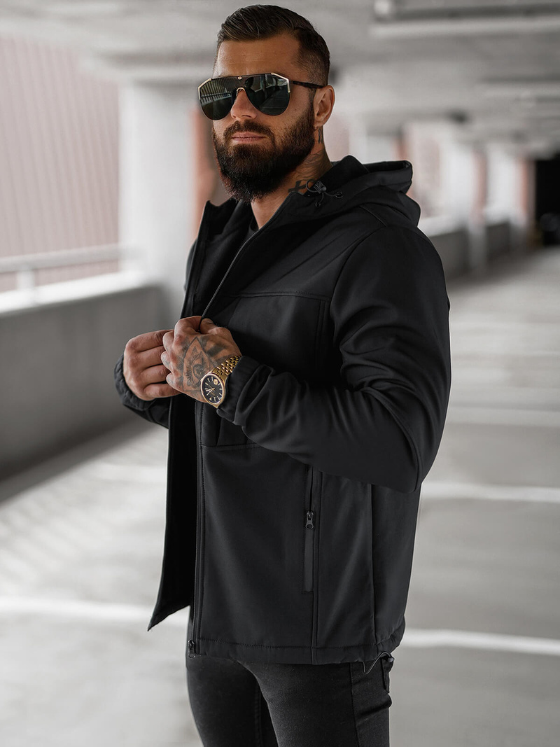 Jachetă bărbați softshell negru OZONEE JS/27B6523/3Z