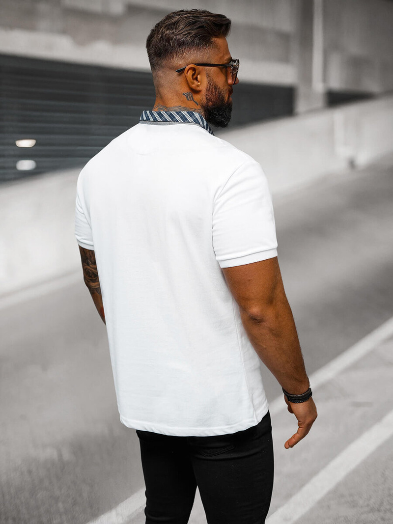 Tricou polo bărbați albă OZONEE O/DA803