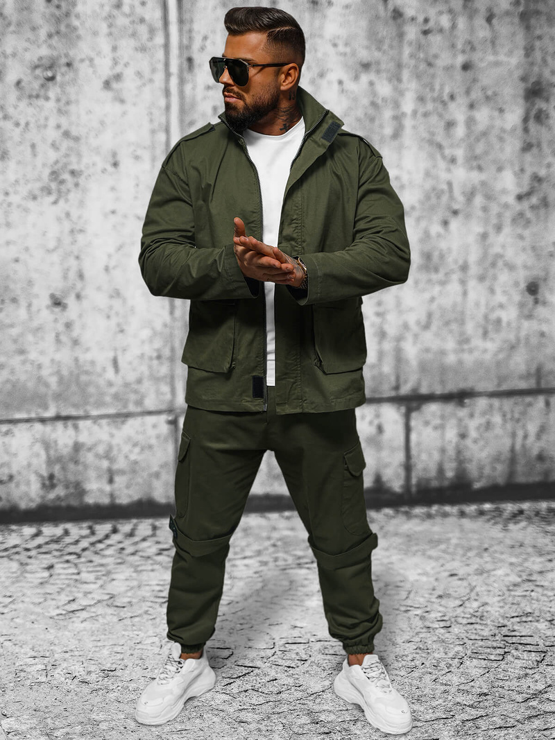 Jachetă de primăvară bărbați kaki OZONEE O/G3035