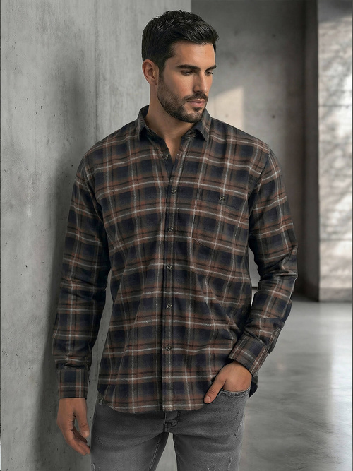 Cămașă bărbați albastru marin OZONEE V/V177Z