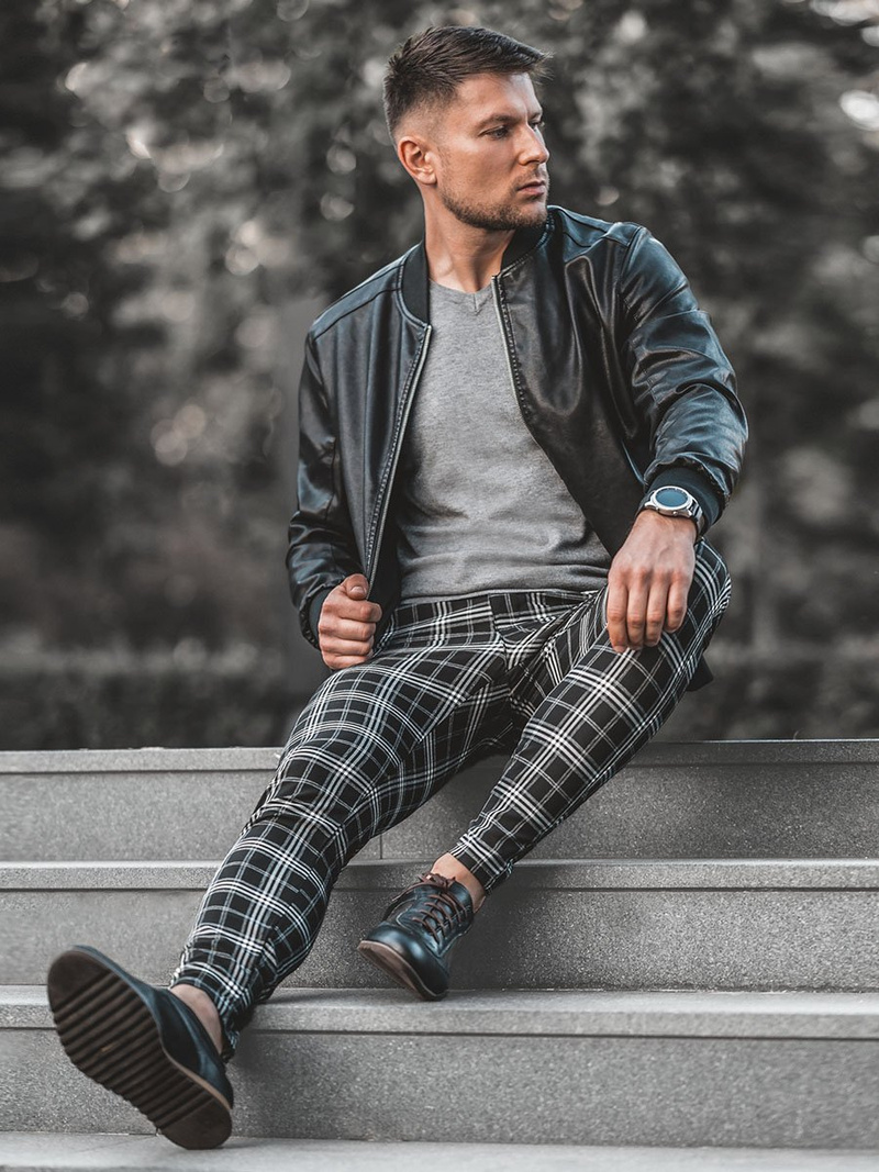 Pantaloni bărbaţi negri OZONEE DJ/5507