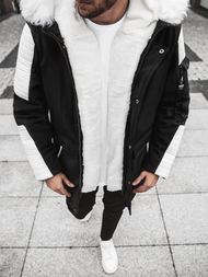 Geacă de iarnă parka bărbați neagră-albă OZONEE O/5832Z