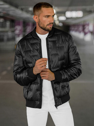 Geacă de piele bărbați neagră OZONEE O/11Z8099Z