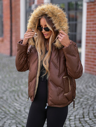 Geacă de iarnă damă ciocolată OZONEE JS/5M3331/158