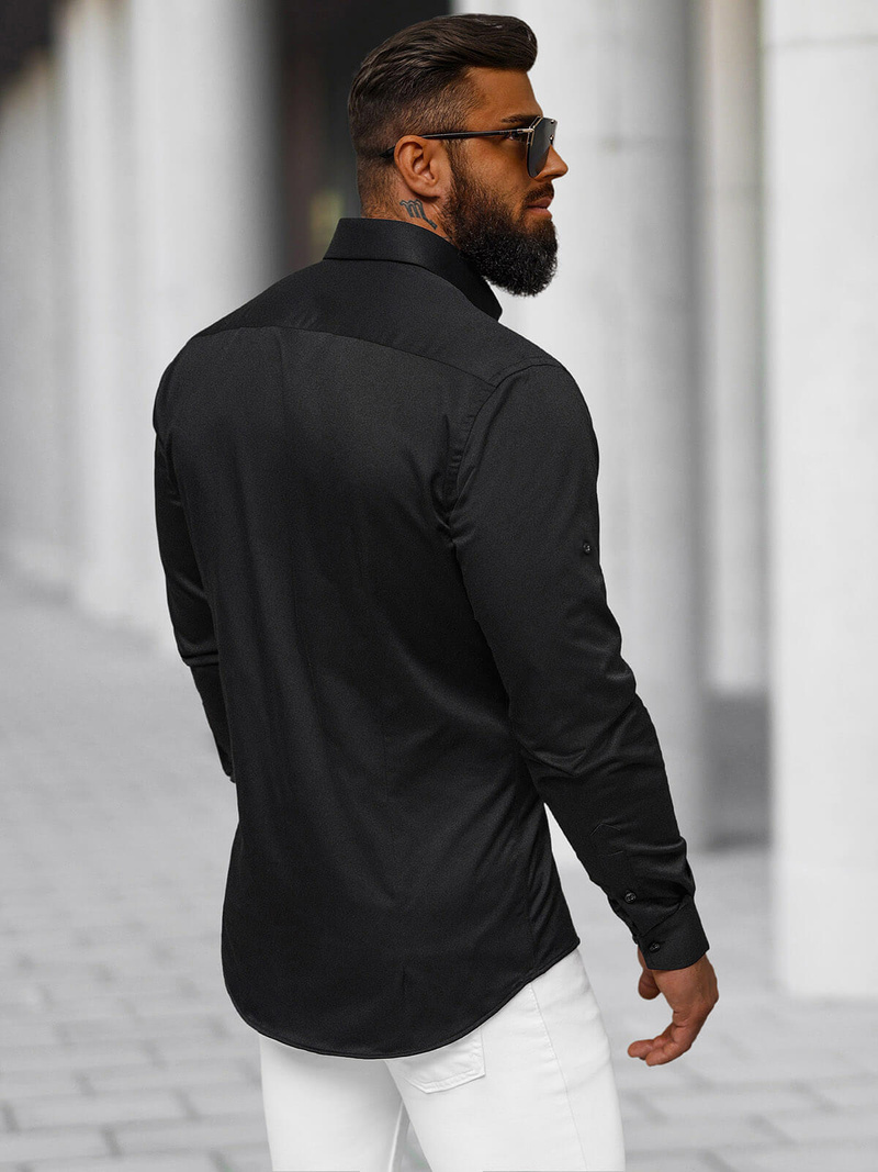 Cămașă bărbați neagră OZONEE O/V125