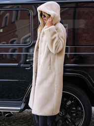 Geacă de iarnă din blană pentru femei bej OZONEE JS/11Z8250