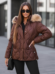 Geacă de femei ciocolată OZONEE JS/5M3226/158Z