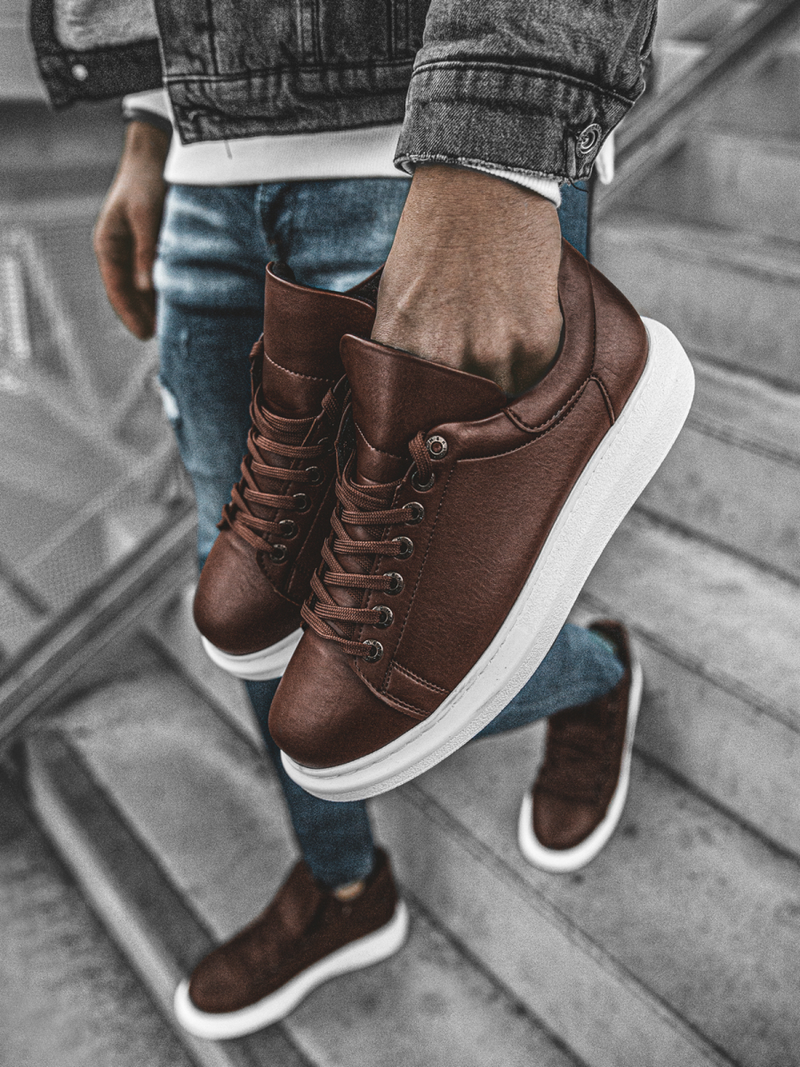 SNEAKERS mare brun-alb OZONEE CH/257