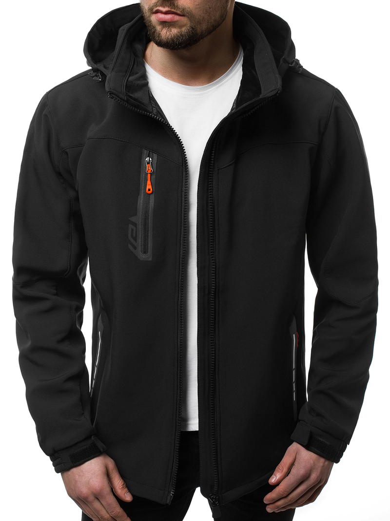 Jachetă bărbați SOFTSHELL negru-portocaliu OZONEE GE/12268
