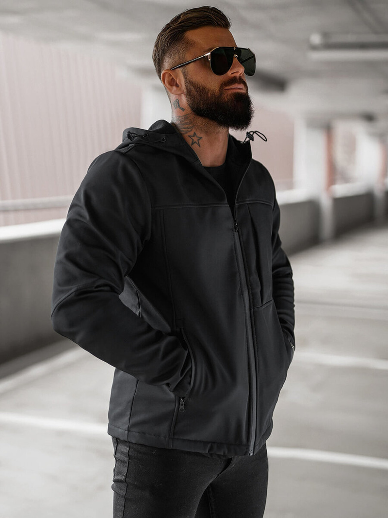 Jachetă bărbați softshell negru OZONEE JS/27B6523/3Z