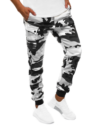 Pantaloni chino jogger pentru bărbați negri-albi OZONEE O/11103