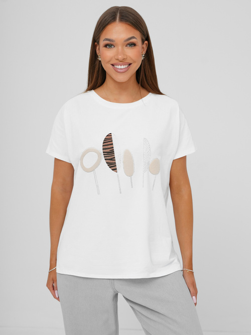 Tricou femei alb OZONEE JS/95T2566/1