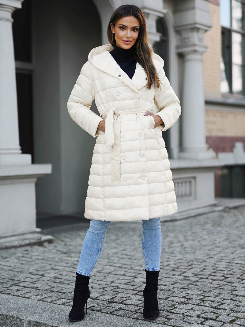 Palton de femei ecru OZONEE JS/5M3159/254