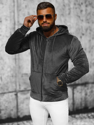 Hanorac bărbați din catifea antracit OZONEE JS/8B1168/6