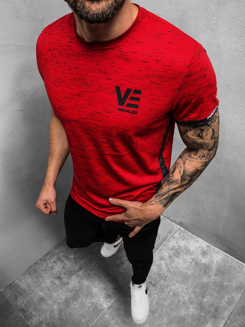 Tricou bărbați rosii OZONEE JS/SS11123Z