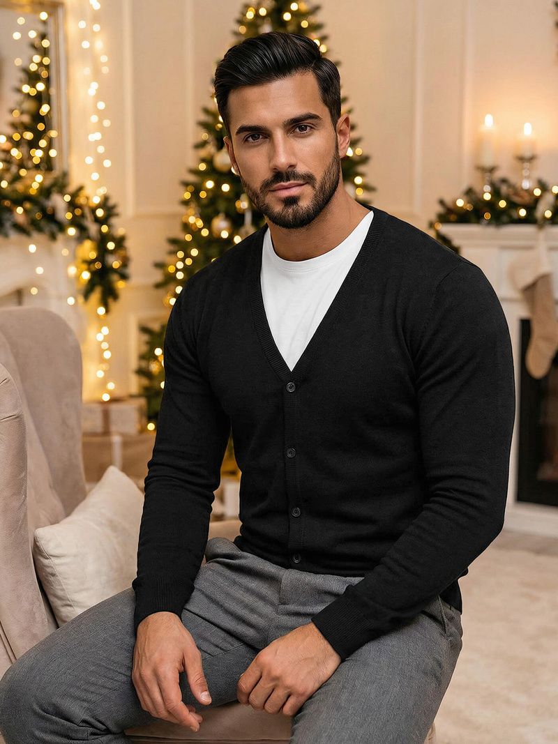 Pulover bărbați negru OZONEE NB/MM6006/4Z