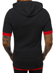 Tricou cu glugă bărbați negru-roșu OZONEE O/1273Z