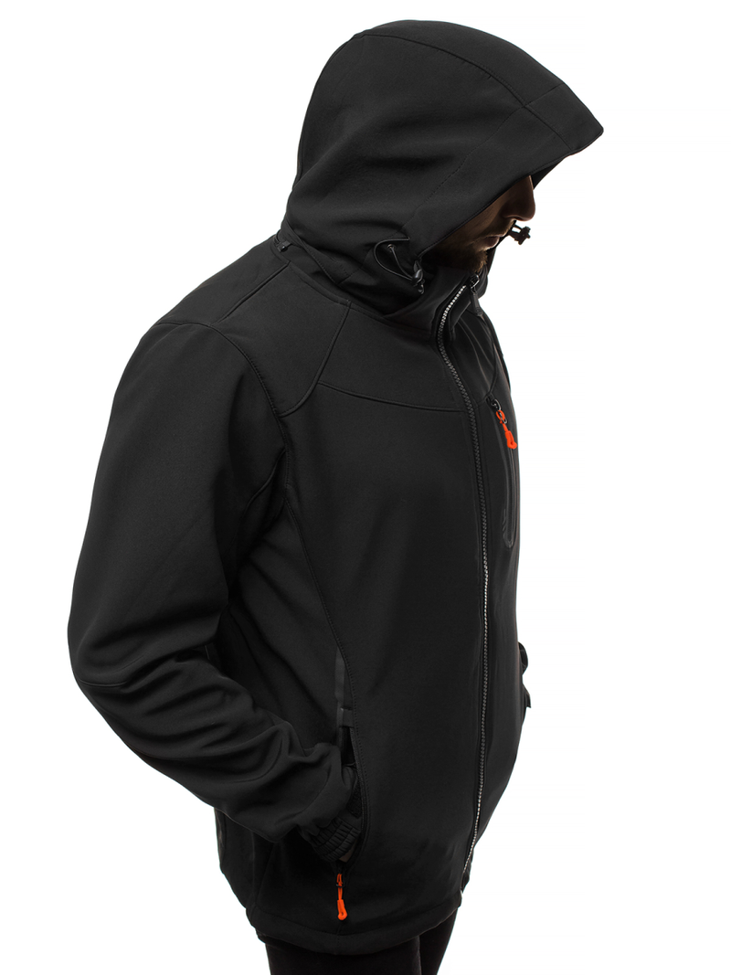 Jachetă bărbați SOFTSHELL negru-portocaliu OZONEE GE/12269