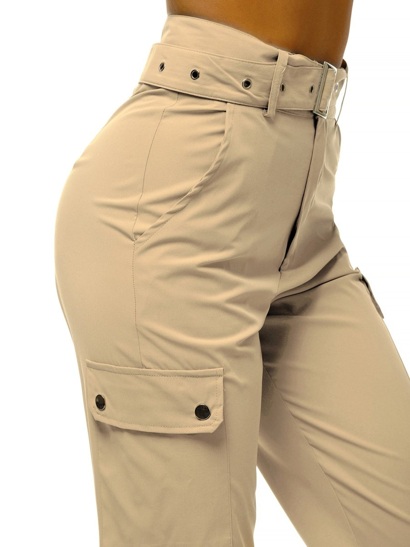 Pantaloni jogger pentru femei bej OZONEE O/HM001