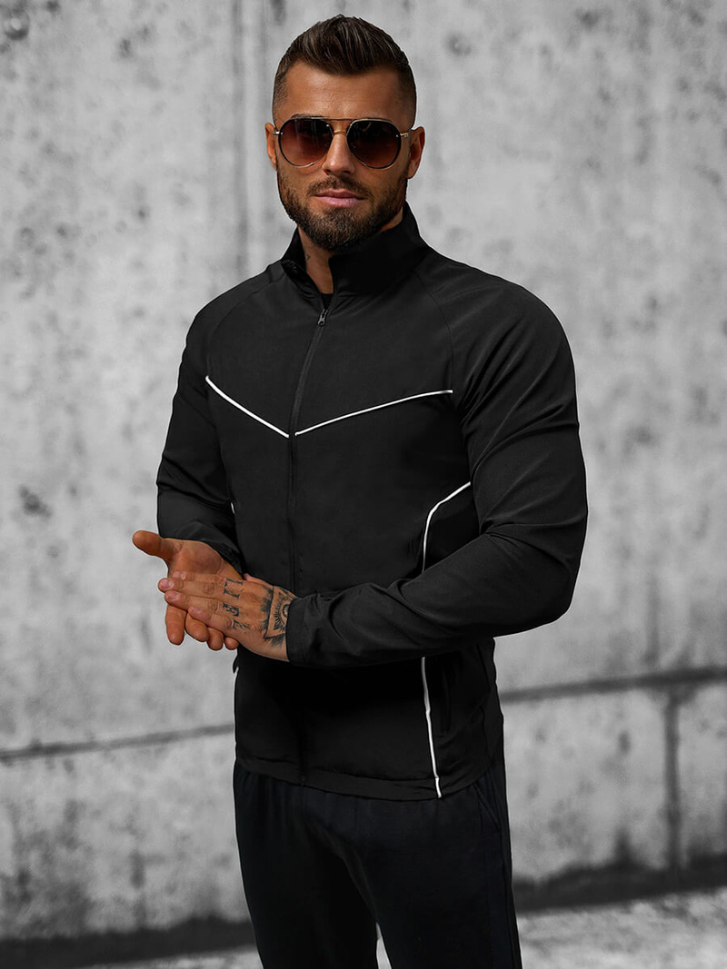 Jachetă de primăvară bărbați neagră OZONEE JS/M10302