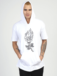 Tricou cu glugă bărbați alb OZONEE MR/21553