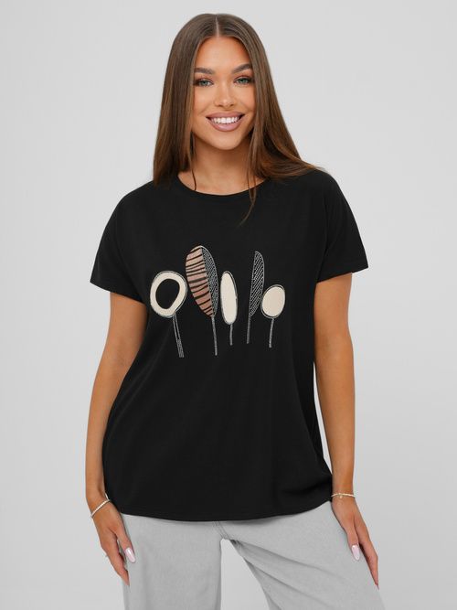 Tricou femei negri OZONEE JS/95T2566/3
