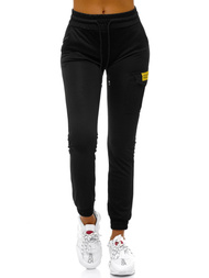 Pantaloni de training femei negri-galben OZONEE O/82320