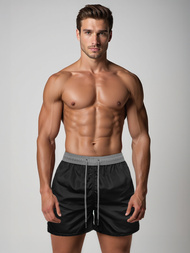 Pantaloni scurti de baie bărbați negri-gri OZONEE JS/17K561/3Z