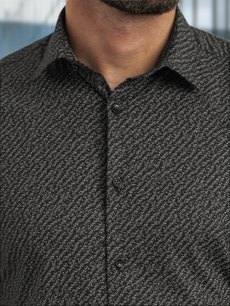 Cămașă bărbați neagră OZONEE V/V184