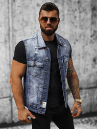Vestă de blugi bărbați albastră OZONEE NB/MJ539B