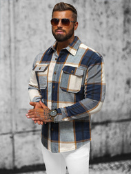 Cămașă bărbați albastru marin OZONEE NB/MC727B