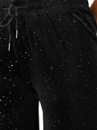 Pantaloni din catifea de dama negri OZONEE JS/92K519/3