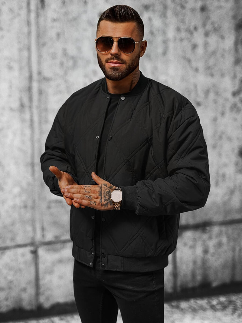 Jachetă de primăvară bărbați neagră OZONEE JS/84M3020/392